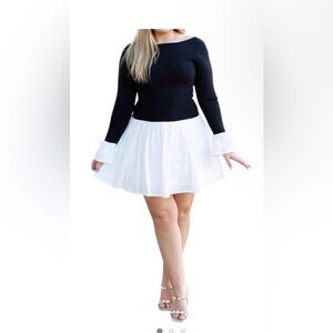 Able Sweater and Poplin Mini Dress in Black/White NWOT